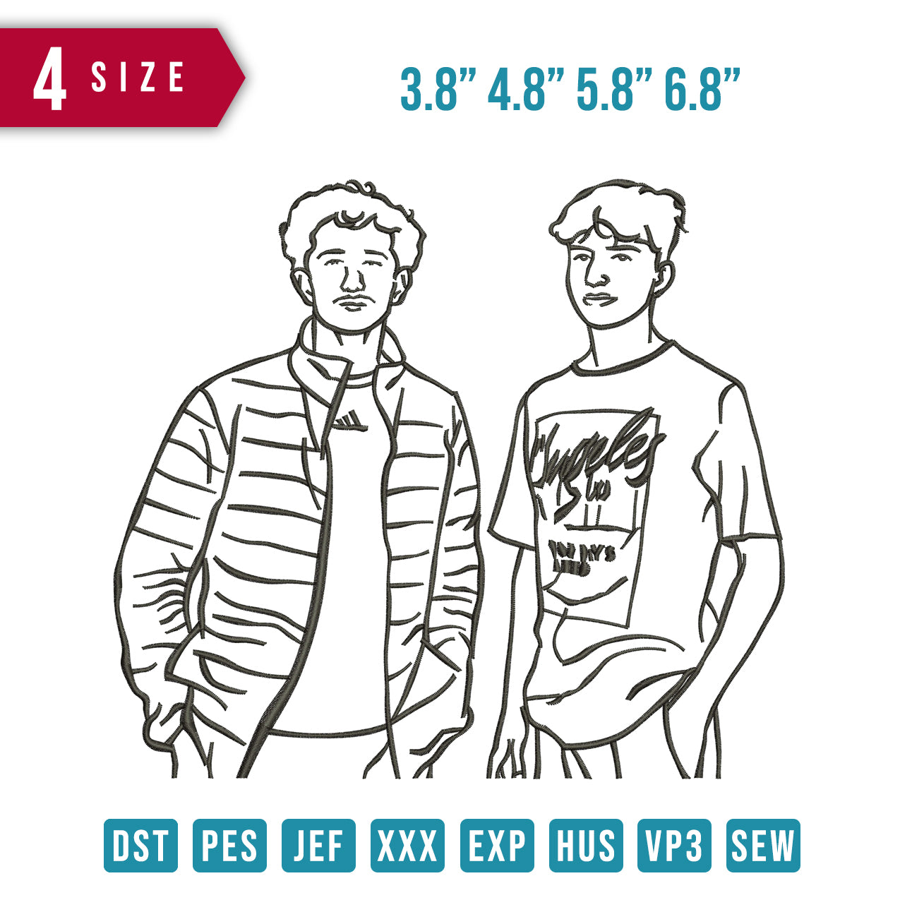 2 boy Line Art