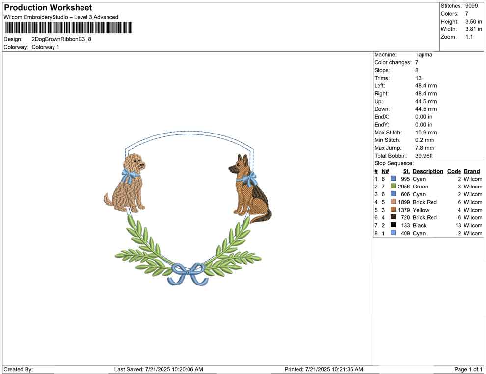 2 Dog Brown Ribbon B