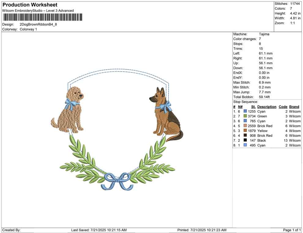 2 Dog Brown Ribbon B
