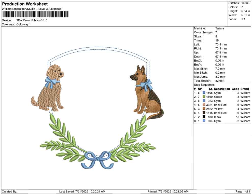 2 Dog Brown Ribbon B