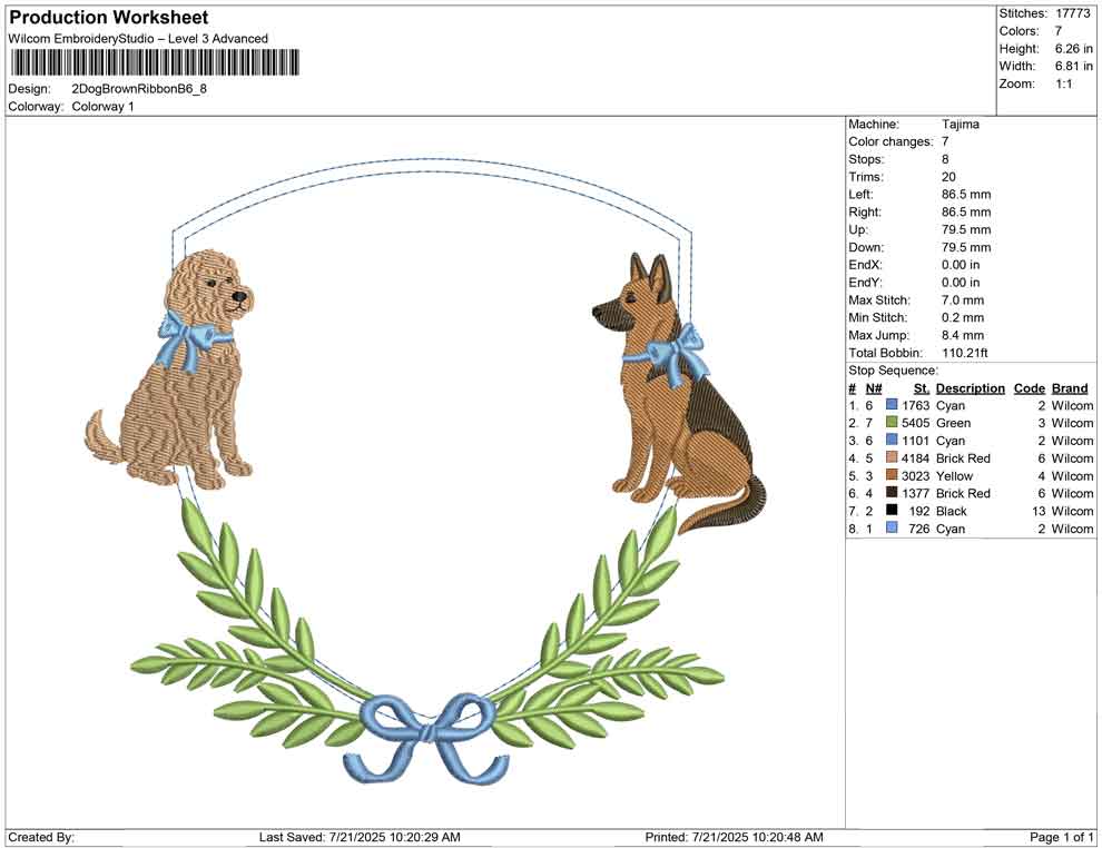 2 Dog Brown Ribbon B