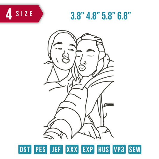 2 girls Outline
