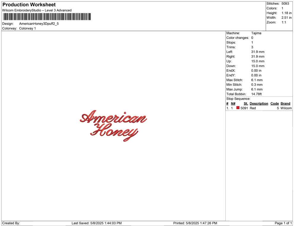 American Honey 3D puff