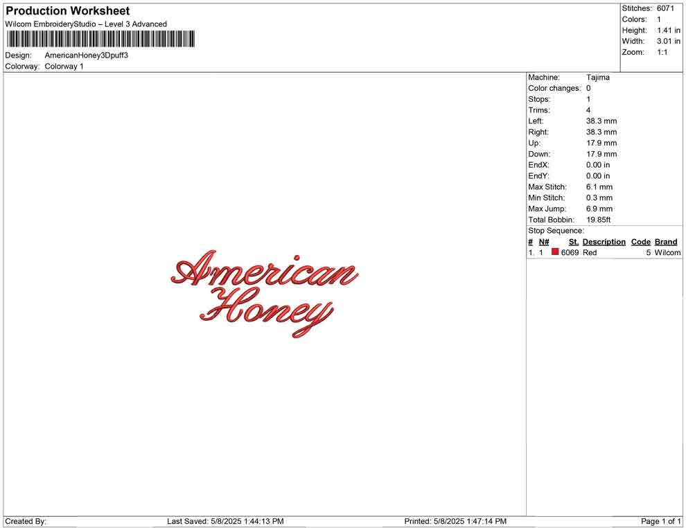 American Honey 3D puff