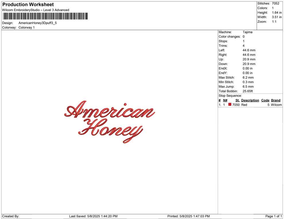 American Honey 3D puff