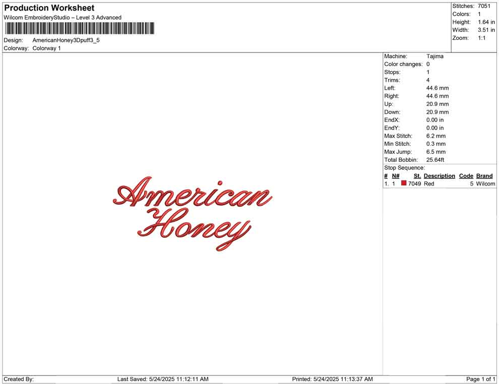 American Honey 3D puff