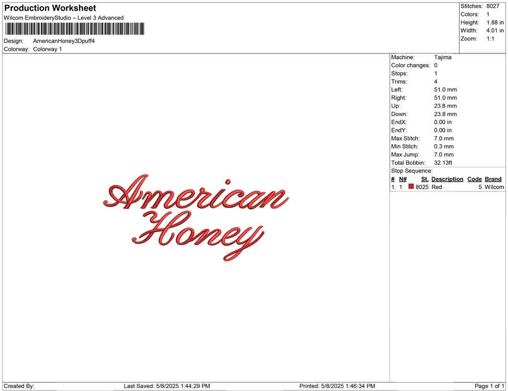 American Honey 3D puff