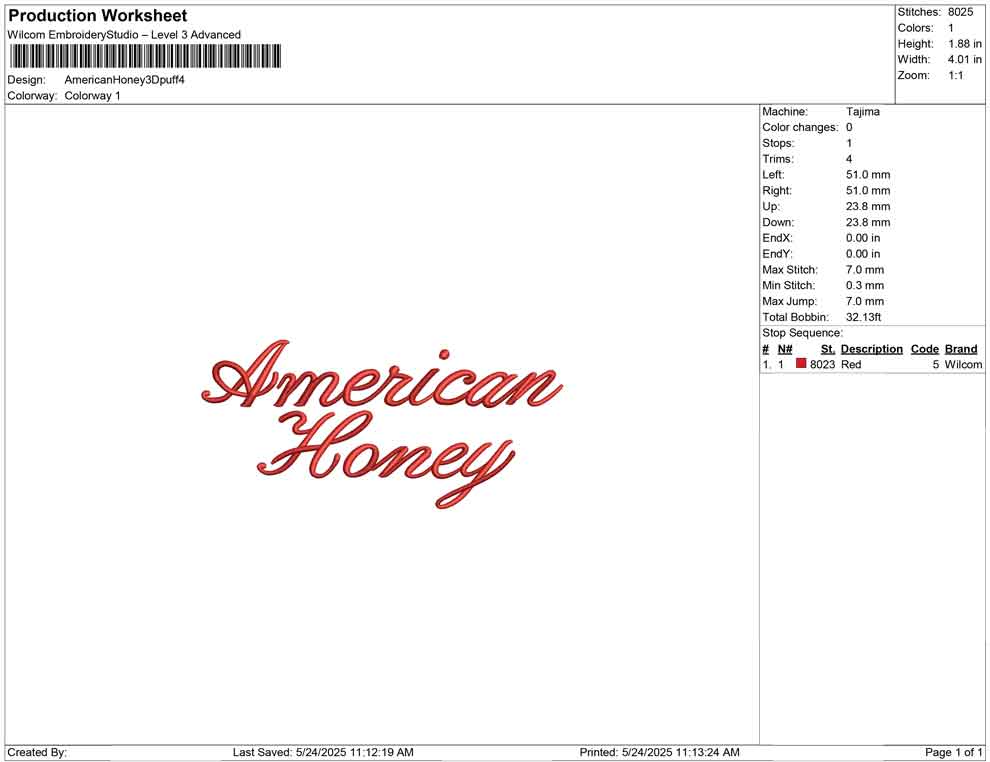 American Honey 3D puff