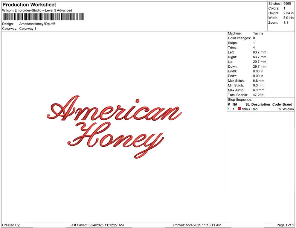 American Honey 3D puff