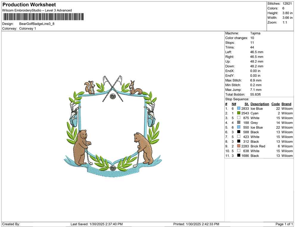 Bear Golf Badge Line