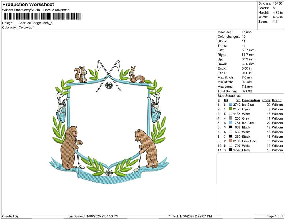 Bear Golf Badge Line