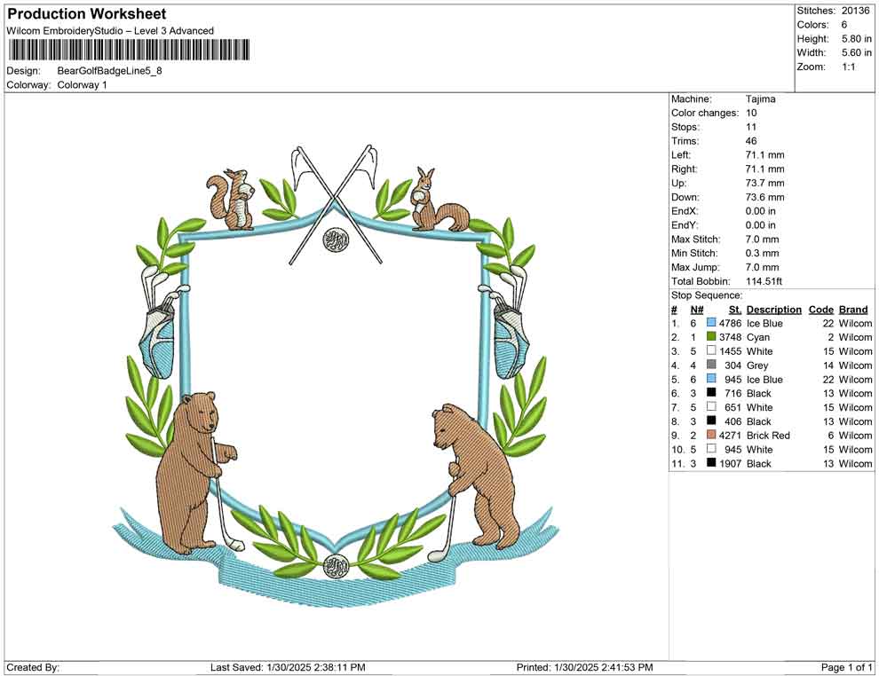 Bear Golf Badge Line