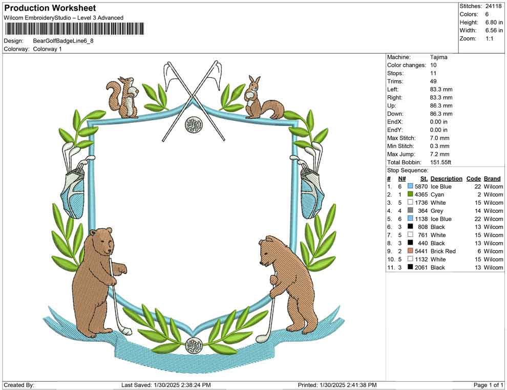 Bear Golf Badge Line