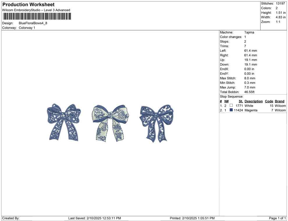 Blue Floral Bows