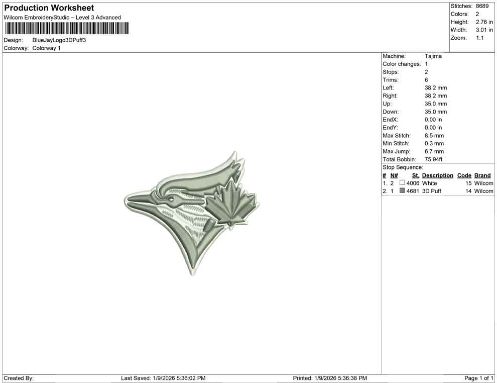 Blue Jays Logo 3D Puff