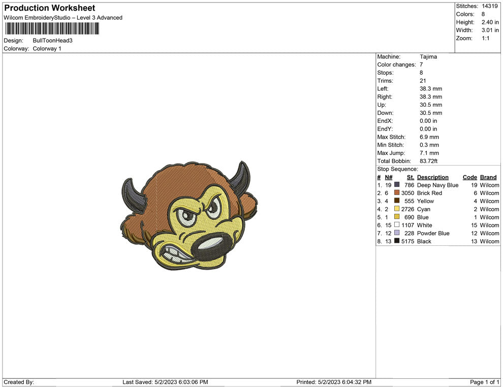 Bull Toon Head