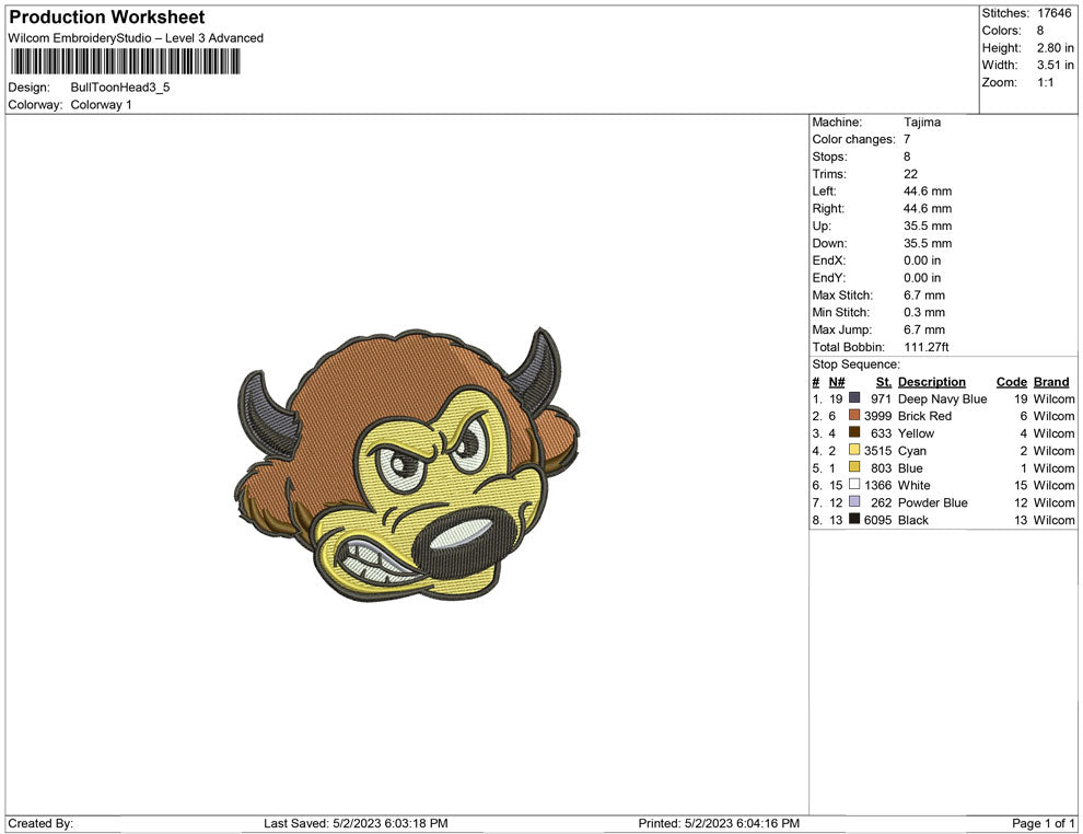 Bull Toon Head