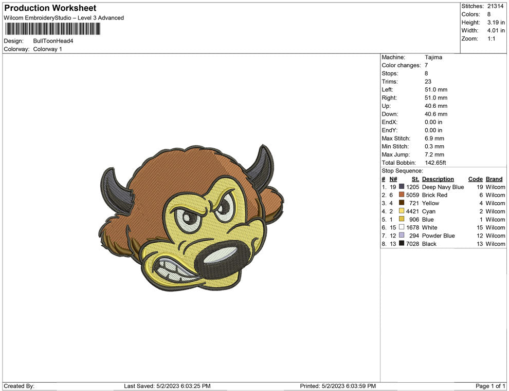 Bull Toon Head
