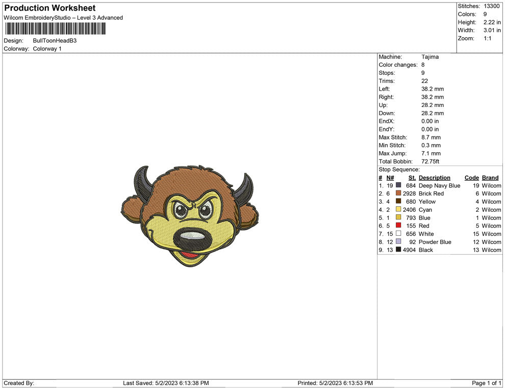 Bull Toon Head B