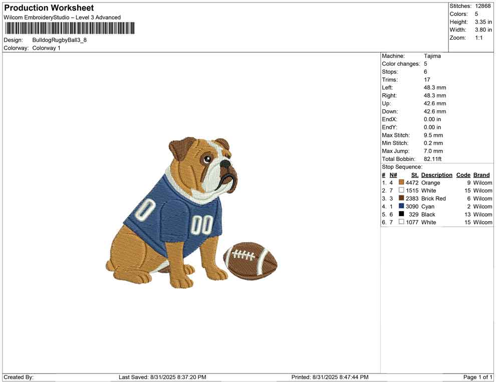 Bulldog Rugby Ball