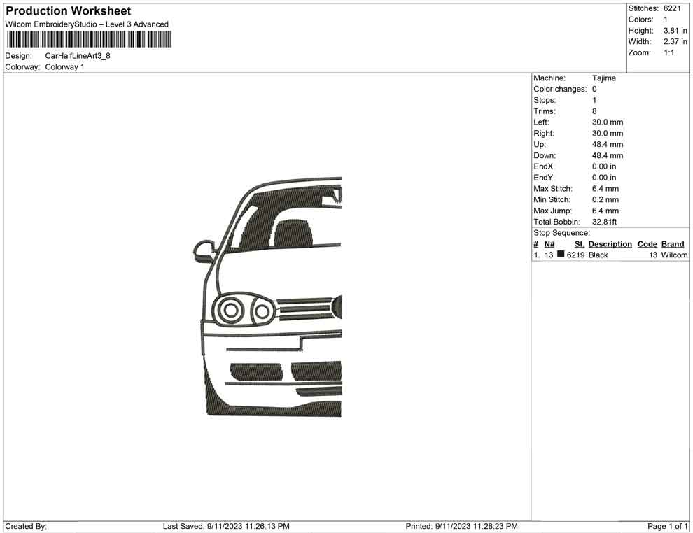 Car Half lineArt