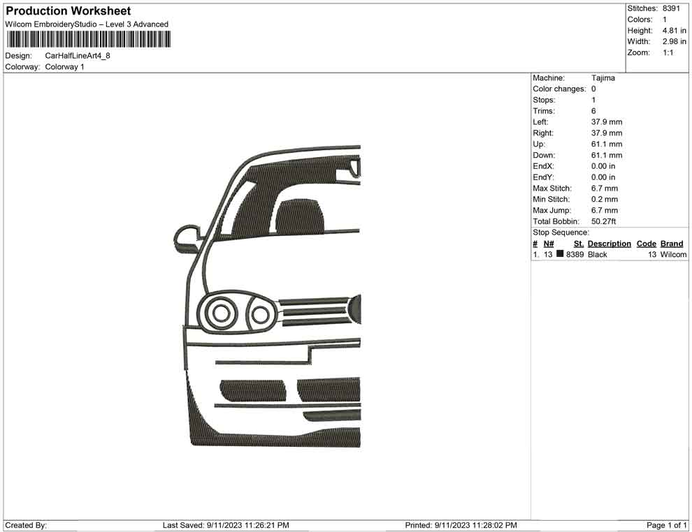 Car Half lineArt