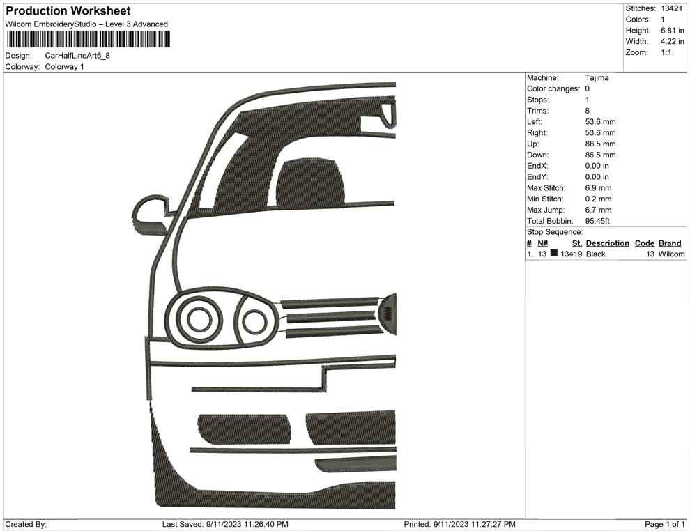 Car Half lineArt