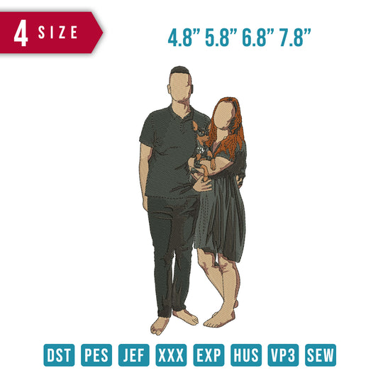 Couple and Dog no face