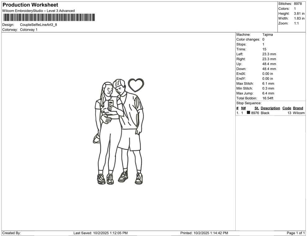 Couple Selfie Line Art