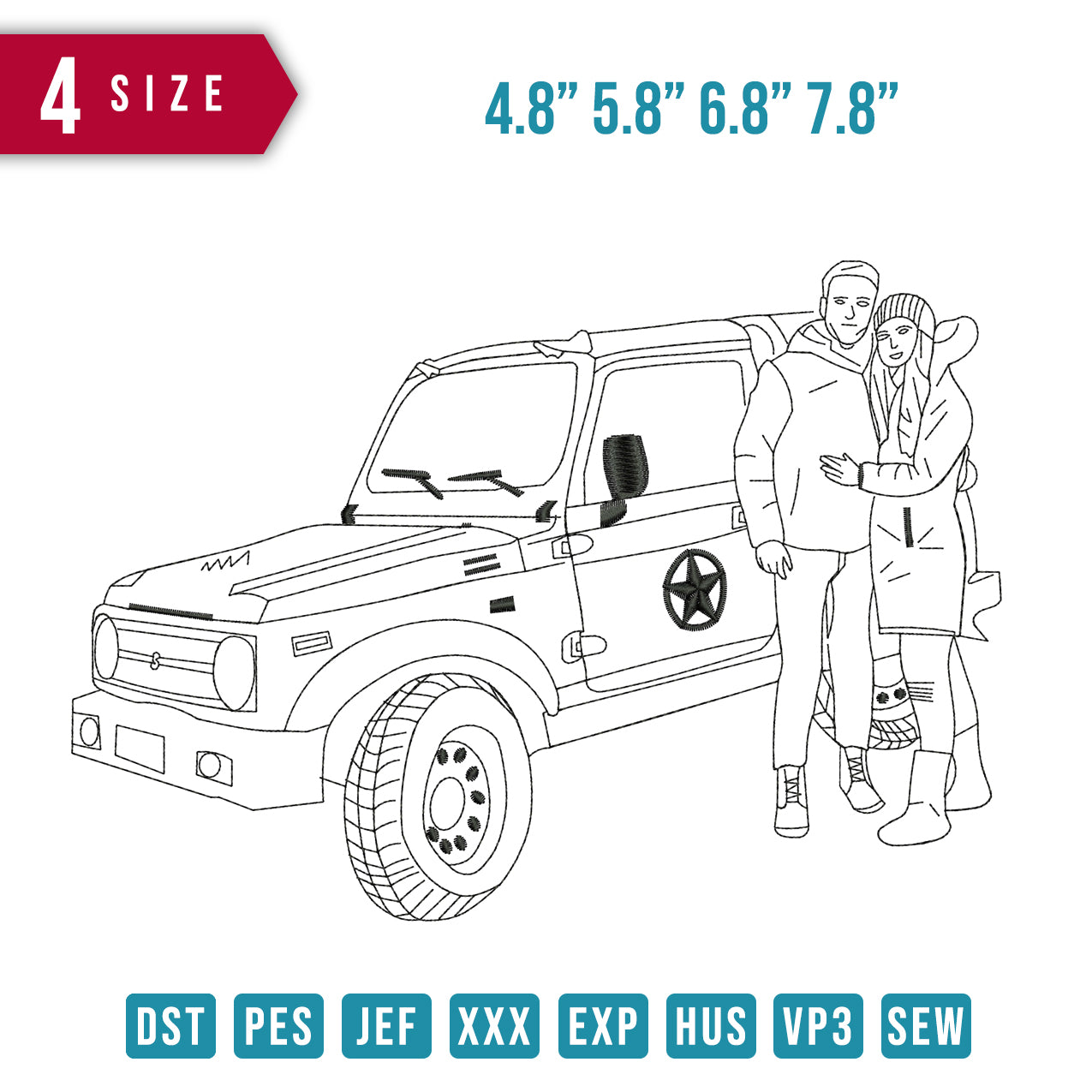 Couple Side the car line Art