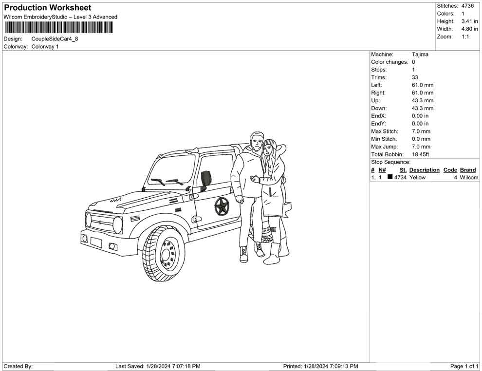 Couple Side the car line Art
