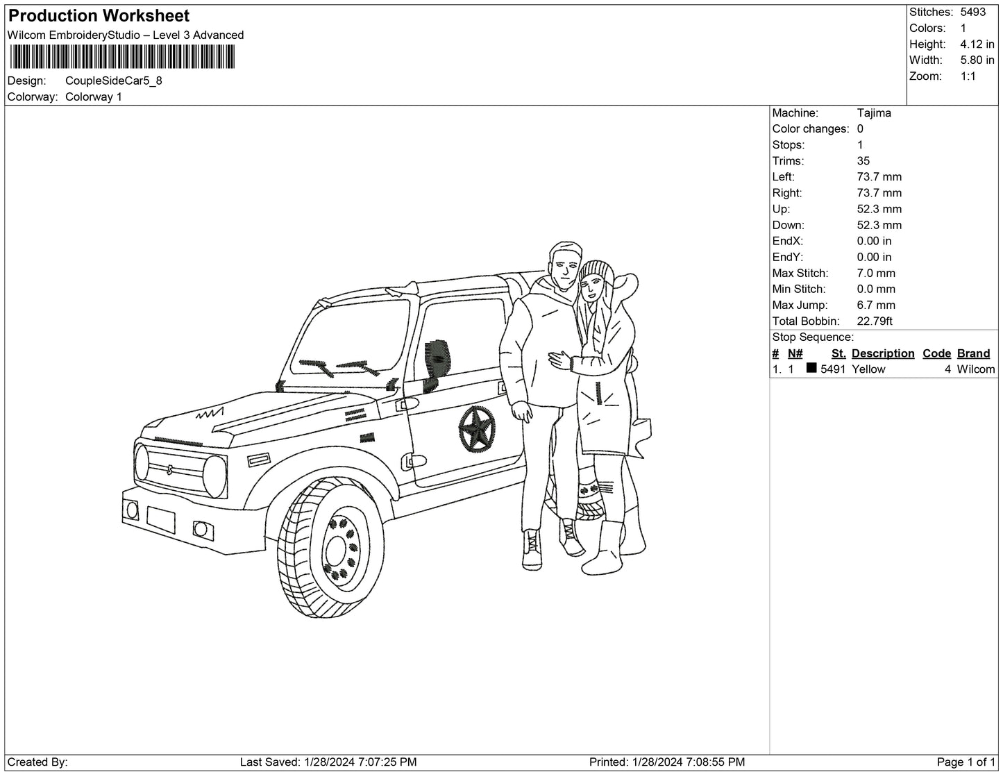 Couple Side the car line Art