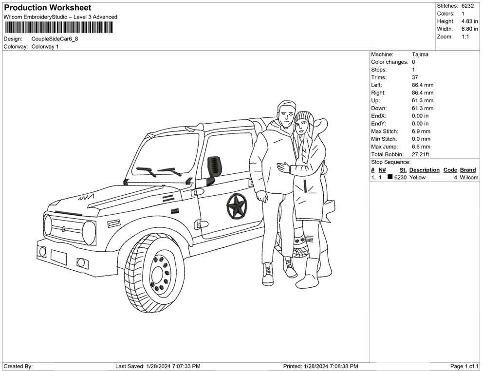 Couple Side the car line Art