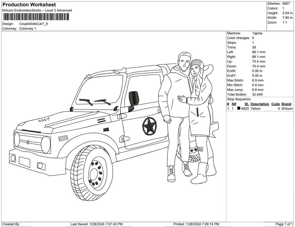 Couple Side the car line Art