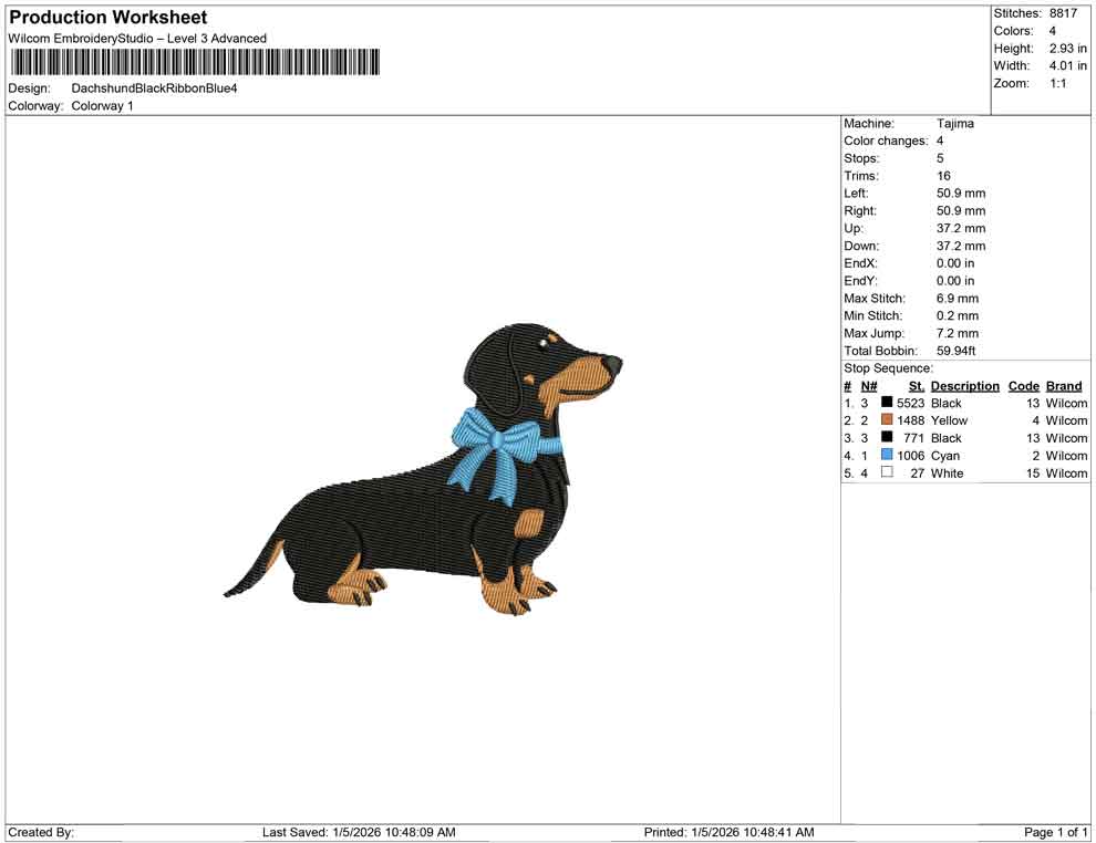 Dachshund Black Ribbon Blue