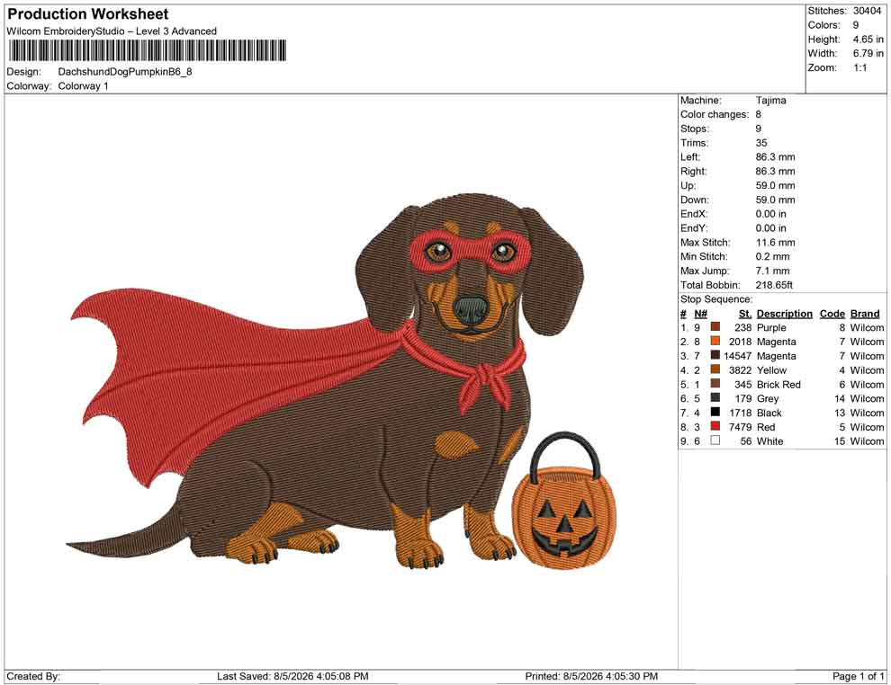 Dachshund Dog Pumpkin B.