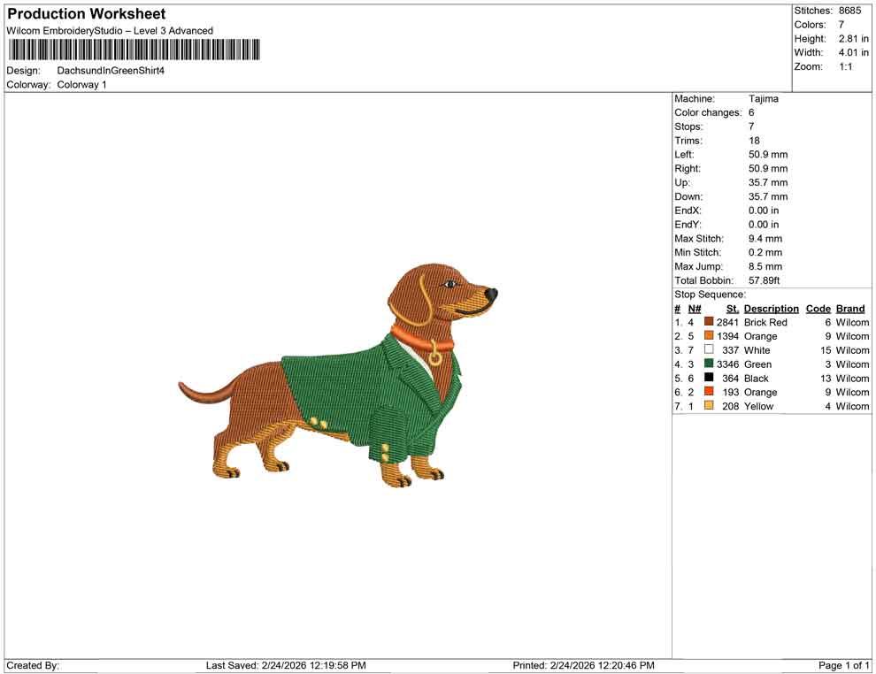 Dachsund In Green Shirt