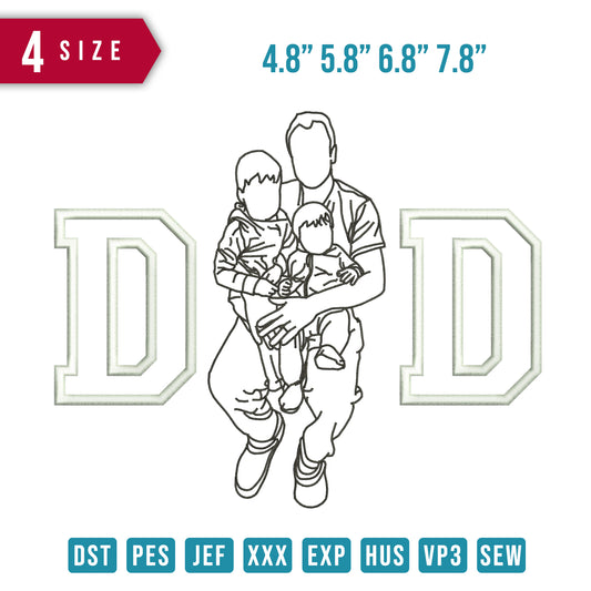 Dad And Son Line Art