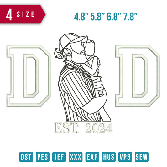 Dad Hat Baby Line Art