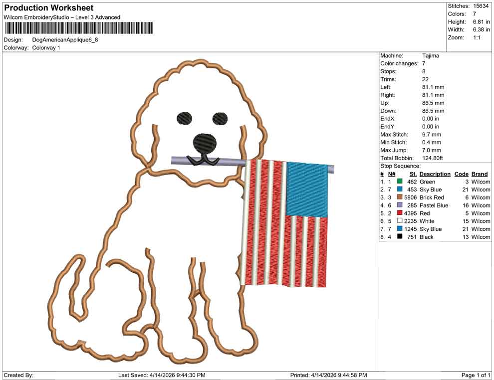 Dog American Applique