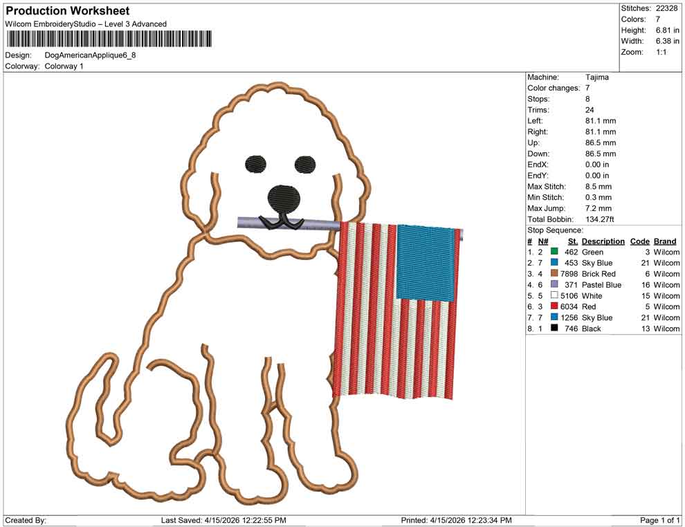 Dog American Applique