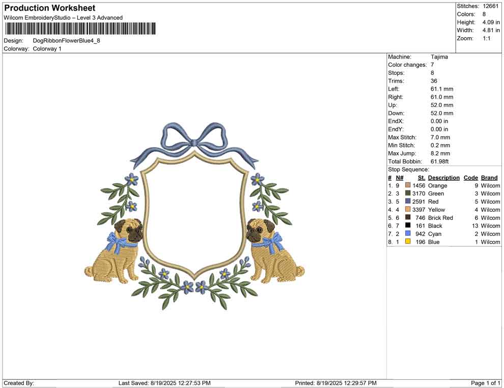 Dog Ribbon Flower Blue