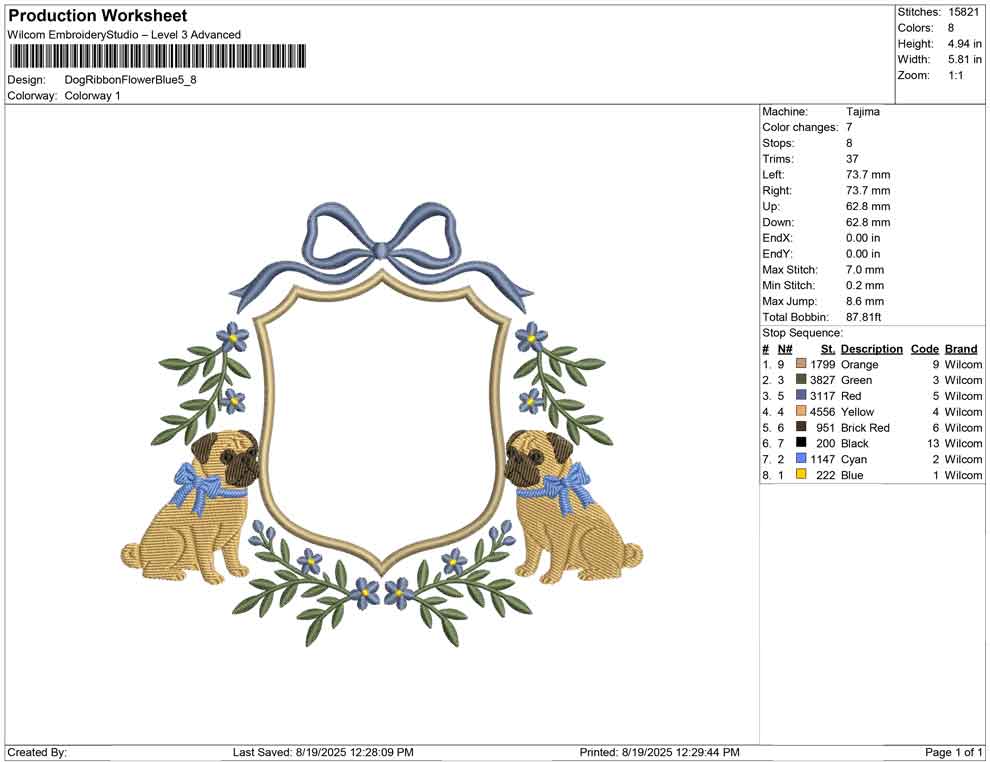 Dog Ribbon Flower Blue