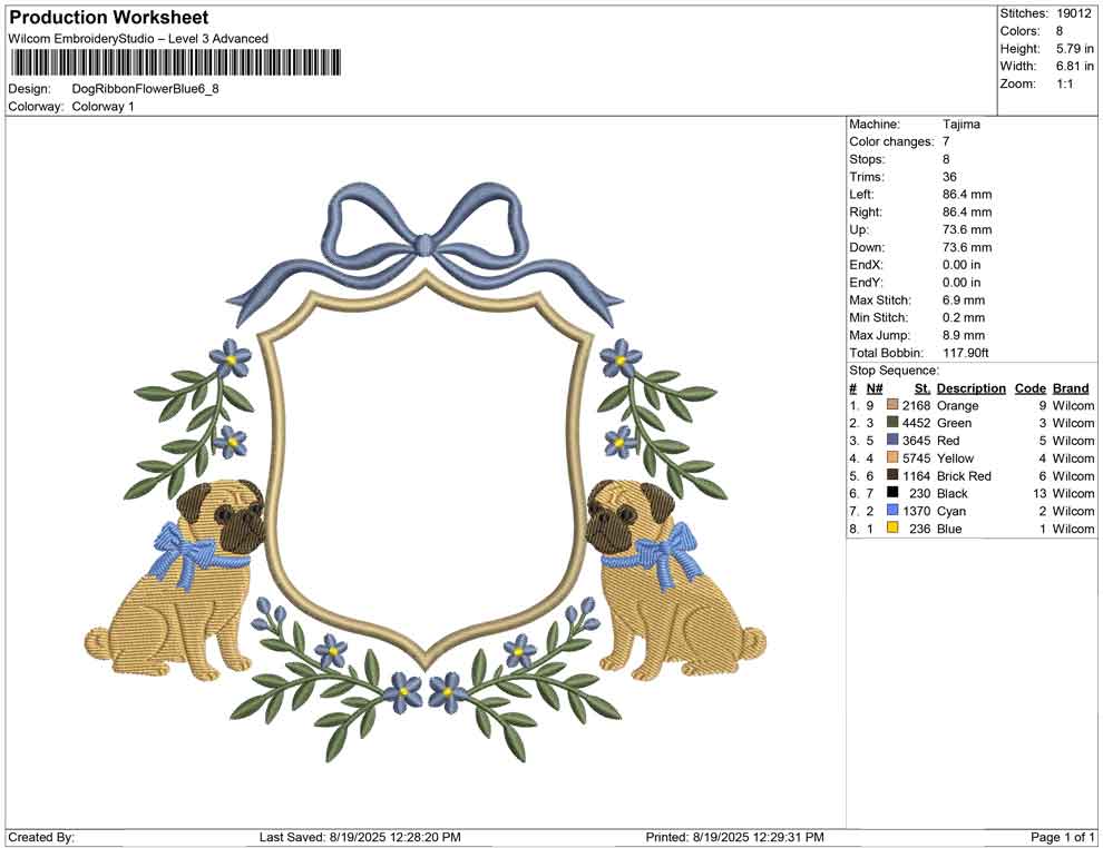 Dog Ribbon Flower Blue