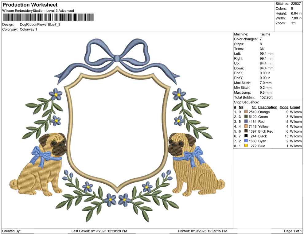 Dog Ribbon Flower Blue