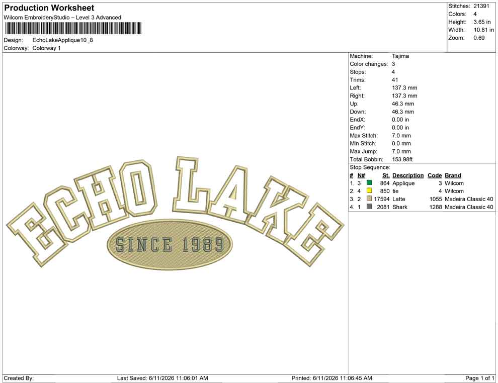 Echo Lake Applique