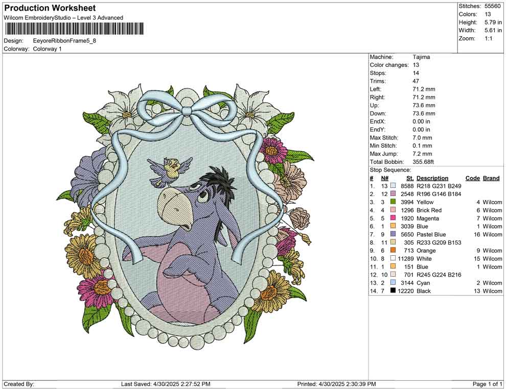 Eeyore Ribbon Frame