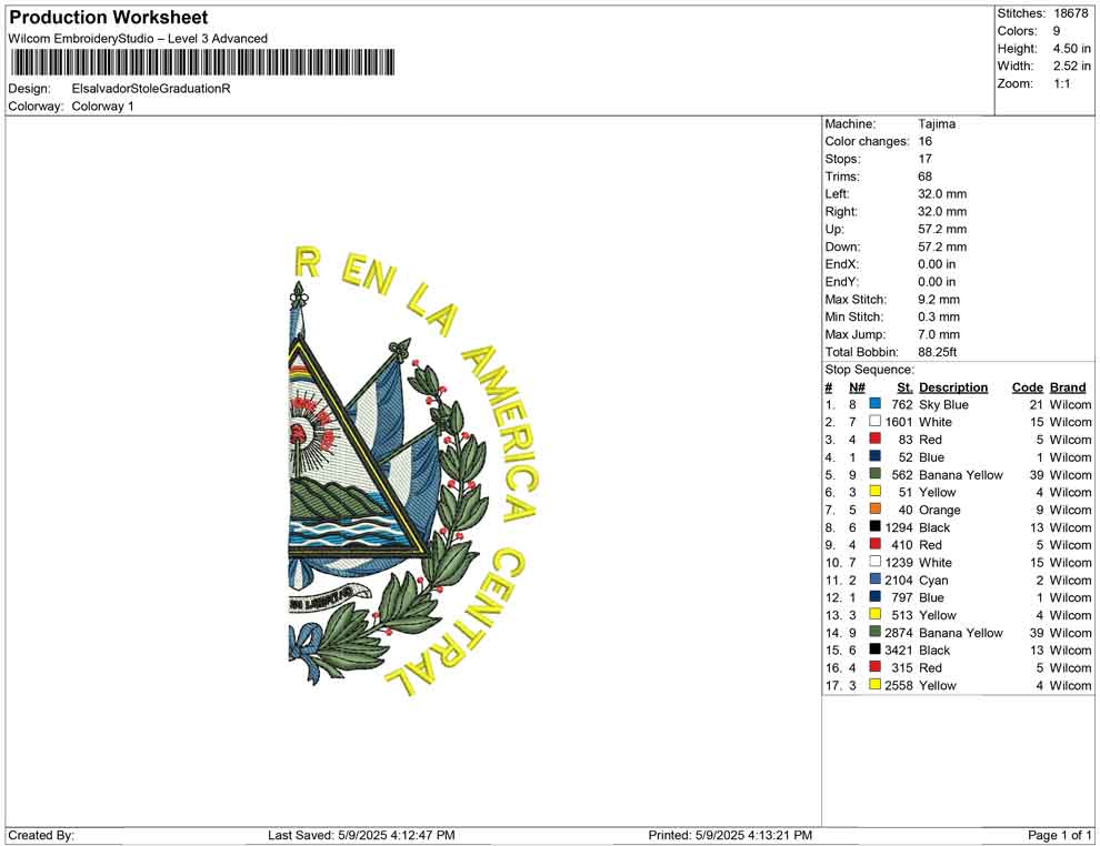 Elsalvador Stole Graduation