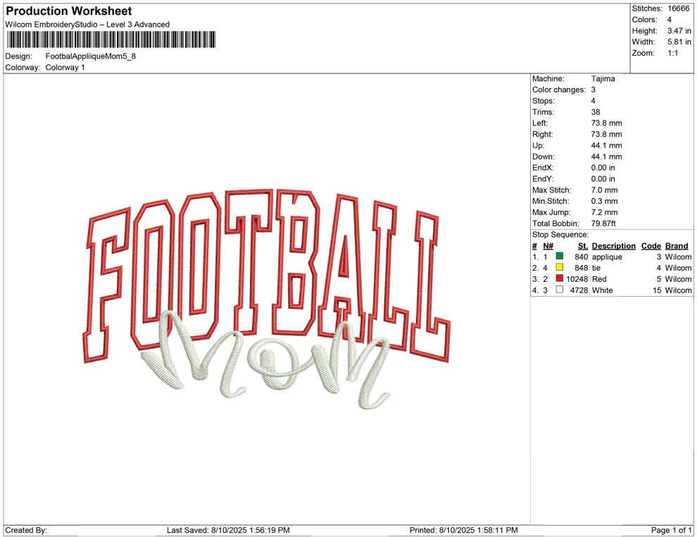 Footbal Appliique Mom