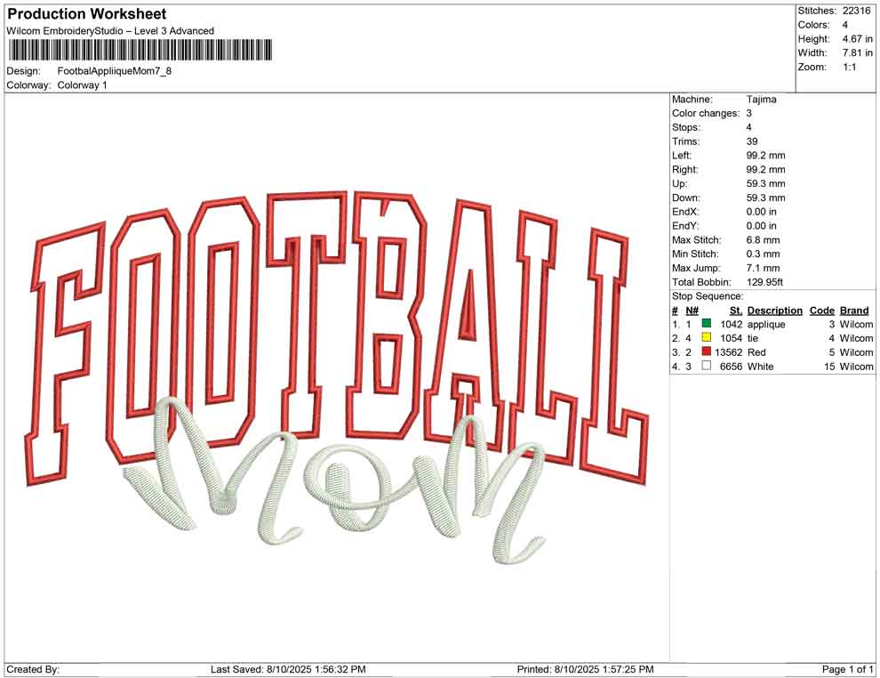 Footbal Appliique Mom